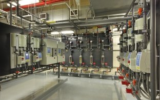 The complex controls inside the Pyramid Peak Water Treatment Plant.