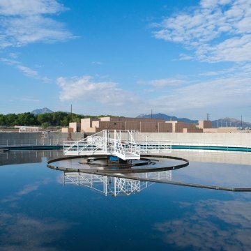 Aerial view of the 91st Ave water plant holding pool. 