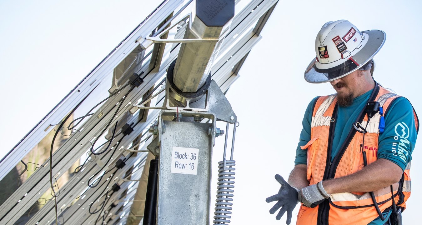 Construction worker at a solar project jobsite