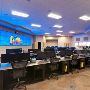 Computers in a control center. 