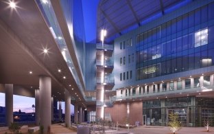 ASU Rob & Melani Walton Center for Planetary Health building atrium between two connected structures