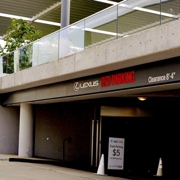 Outdoor image of the entrance to the parking center