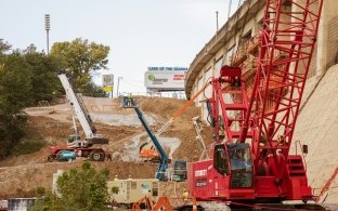 Heavy Construction Equipment on Ameren Bagnell Dam Stabilization Project