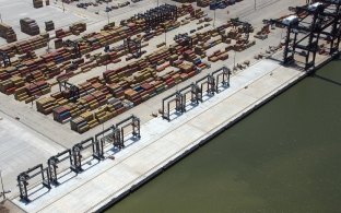 Aerial view of the terminal with waterway in the foreground