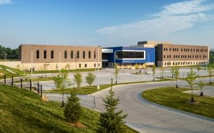 An exterior view of the whole middle school building 