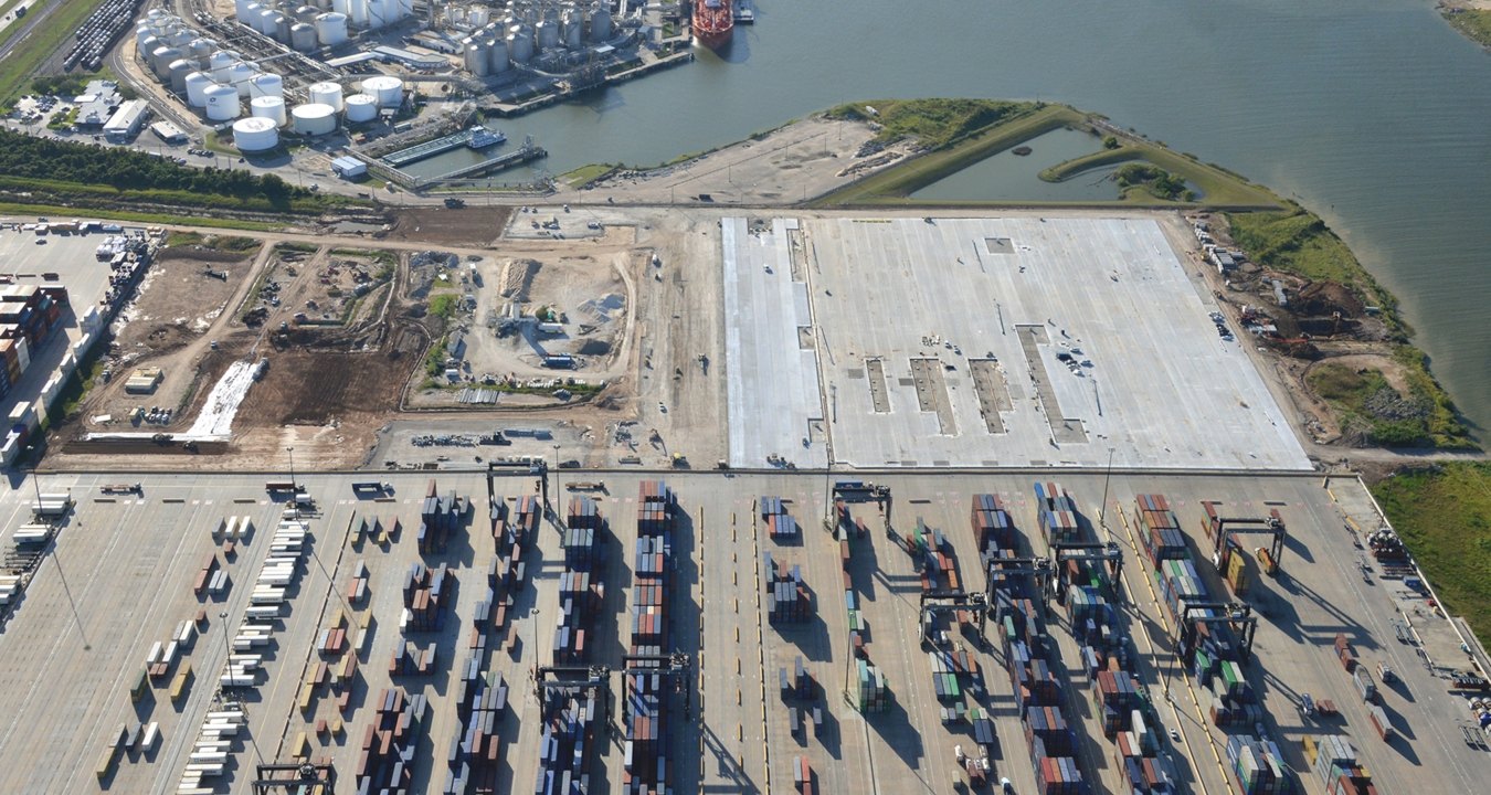 Aerial view of the container yard