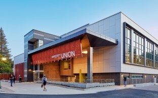 Exterior view of the university union building.