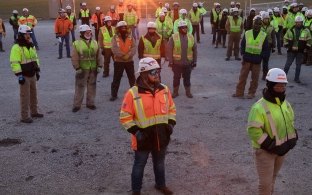 Construction workers on a jobsite.