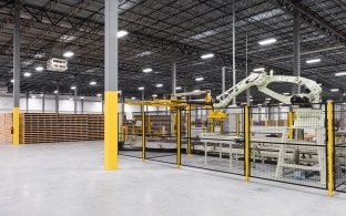 Indoor image of the industrial plant with machines