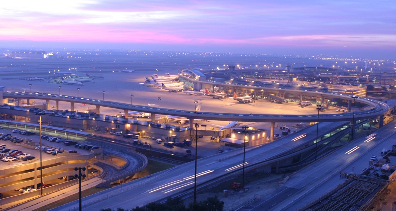 Aerial view of the roadway and skylink