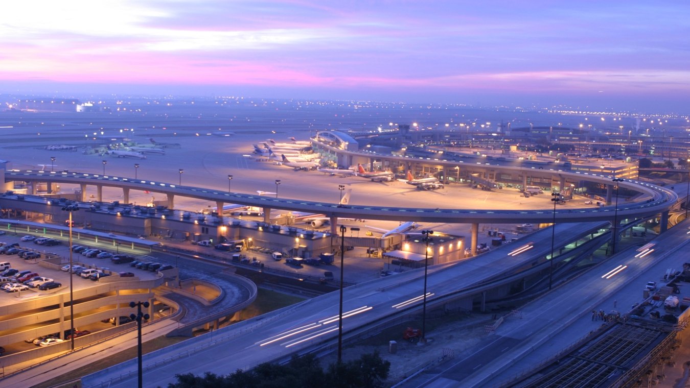 Aerial view of the roadway and skylink