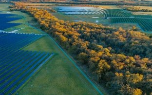 Aerial view of solar farm.