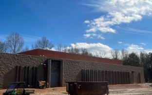 Exterior view of the data center building. 