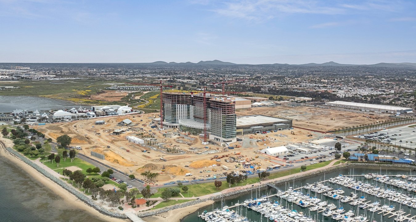 Aerial view of the Gaylord Pacific Resort Hotel & Convention Center while under construction.