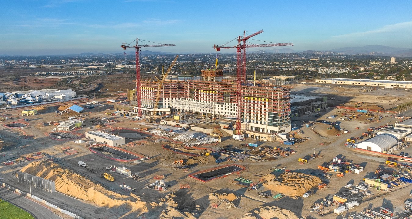 Aerial view of the Gaylord Pacific Resort Hotel & Convention Center while under construction.