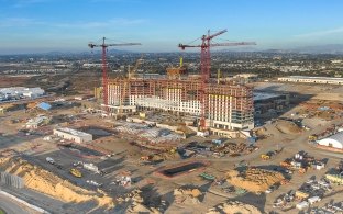 Aerial view of the Gaylord Pacific Resort Hotel & Convention Center while under construction.