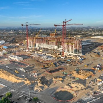 Aerial view of the Gaylord Pacific Resort Hotel & Convention Center while under construction.