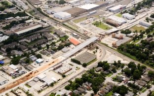 Aerial view of the overpass during construction