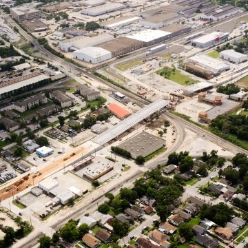 Aerial view of the overpass during construction