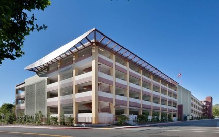 External view of the Henry Mayo Parking structure.