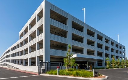 External view of the Hyundai Parking structure.