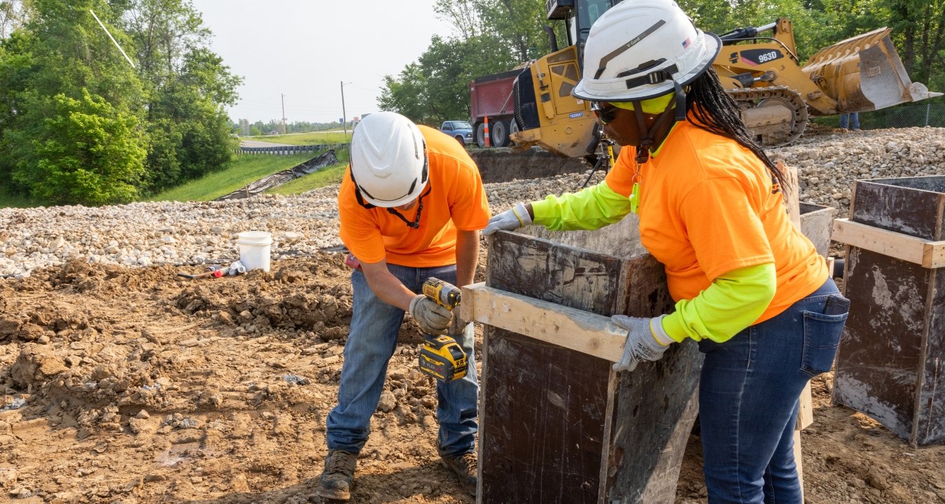 Construction workers on a jobsite.