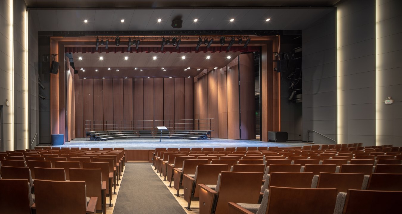 Kinder's auditorium includes advanced acoustics - and stellar views.