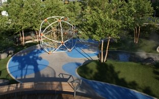 Aerial view of a playground at the park