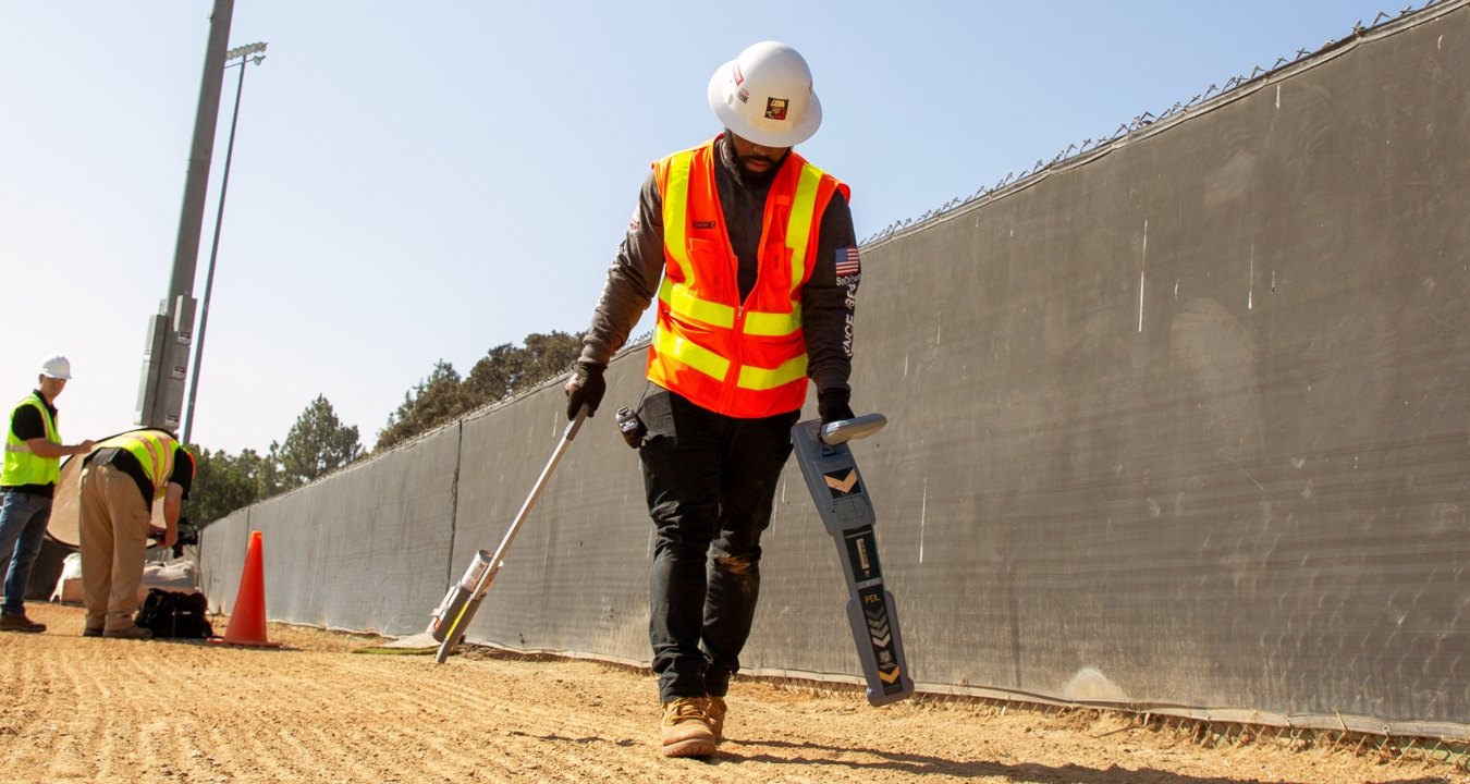 construction workers doing subsurface utility mapping