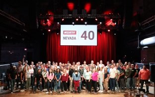 McCarthy's Las Vegas office employees posing for their 40th Anniversary group photo.