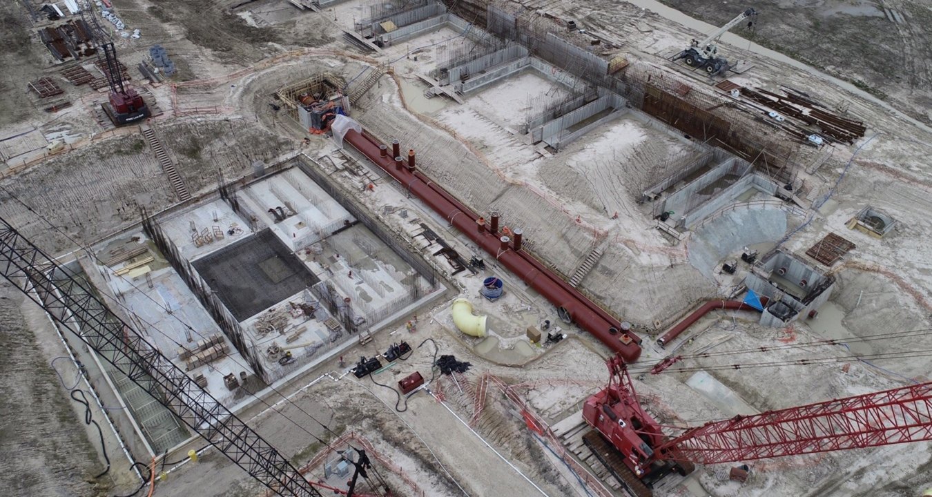 Aerial view of a construction project.