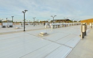 Exterior pipes and equipment at a water reclamation facility.