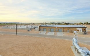 Aerial view of a water reclamation facility in Arizona.