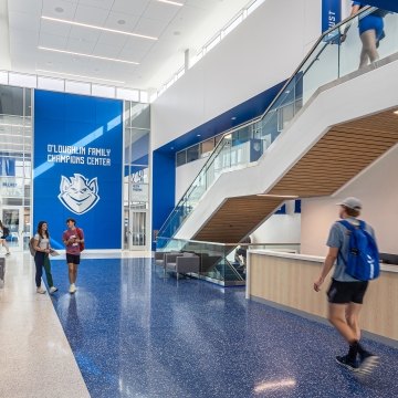 The lobby area of the SLU Family Center. 