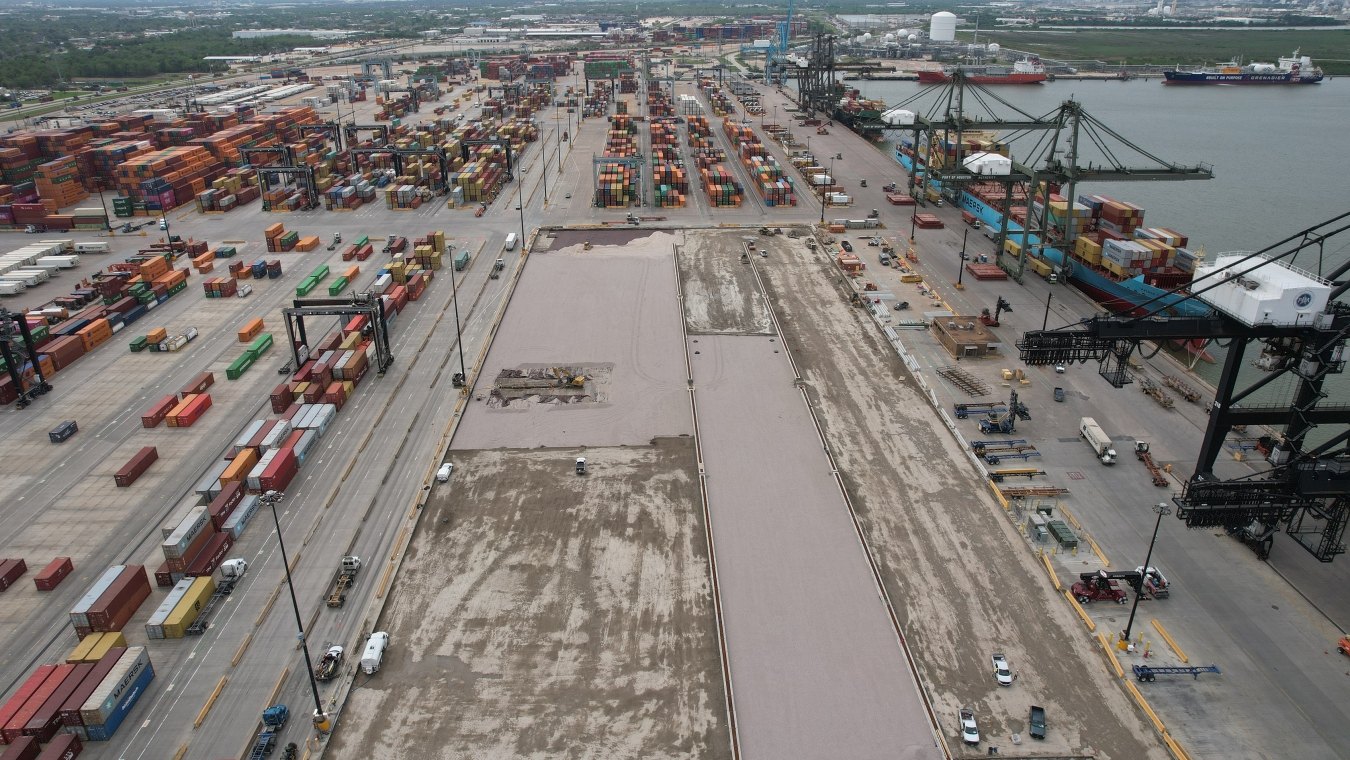 Aerial view of the container yards