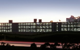 Rady Children's Hospital Parking Structure Exterior at Dusk