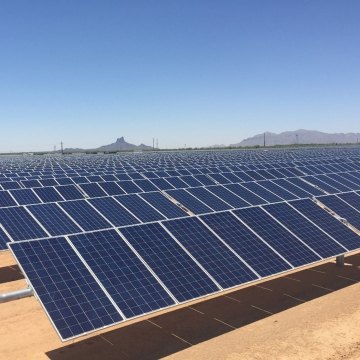 Outdoor image of rows of solar panels