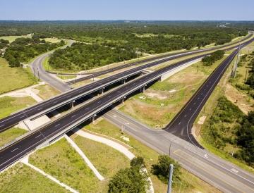 Aerial view of a highway. 