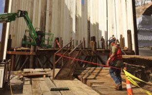 People working during the project's construction.