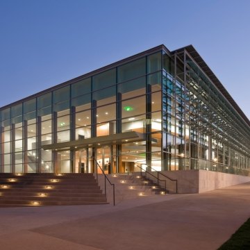 Outside of the performing arts building. 