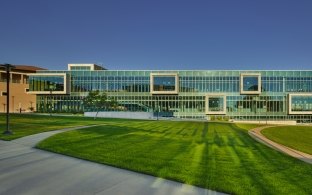 Building exterior with many windows