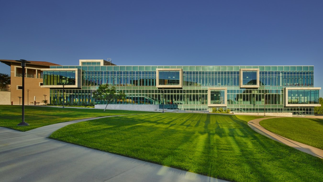 Building exterior with many windows