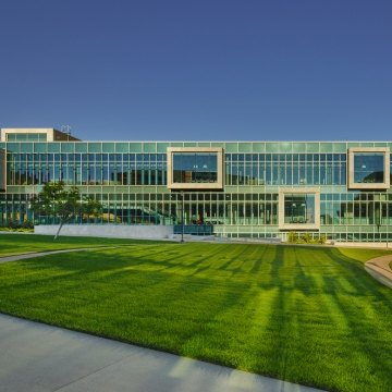 Building exterior with many windows