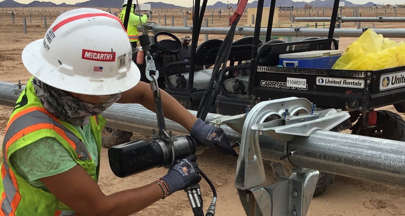 McCarthy construction worker at a solar farm jobsite