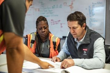 Team working at a table