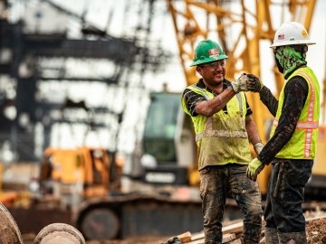 Construction workers on a jobsite.