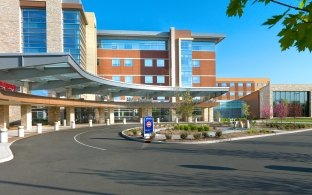 View from the emergency room entrance at Good Samaritan Hospital. 