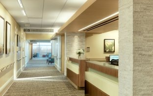 A nurse's station inside the Good Samaritan Hospital.