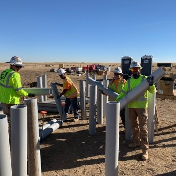 Construction workers at a solar jobsite.