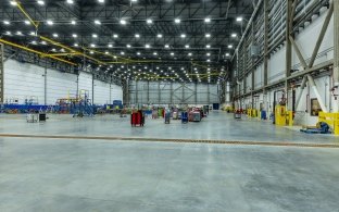 Interior view of the empty hangar